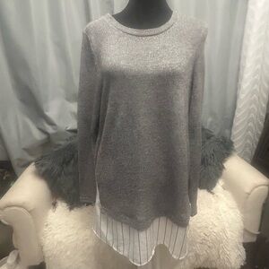 Perch by blu pepper Trafaluc Gray Long Sleeve Pullover Shirt Hem Sweater 2X